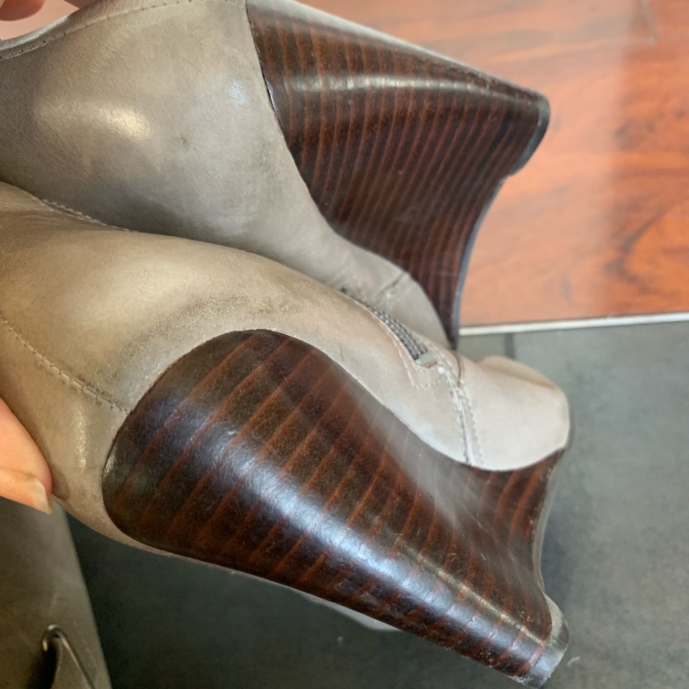 Nine West Grey Leather Tall Wedge Boots - Picture 7 of 8